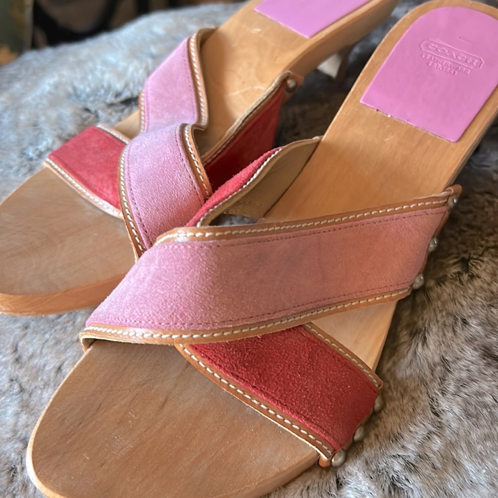 Coach 2 pairs,summer sandals. Shades of Pink and the other pair is tan Suede